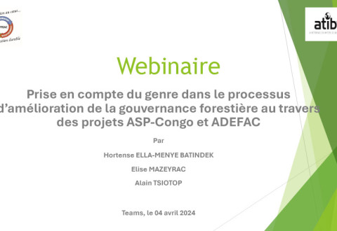 Webinaire - Prise en compte du genre dans le processus  d’amélioration de la gouvernance forestière au travers  des projets ASP-Congo et ADEFAC